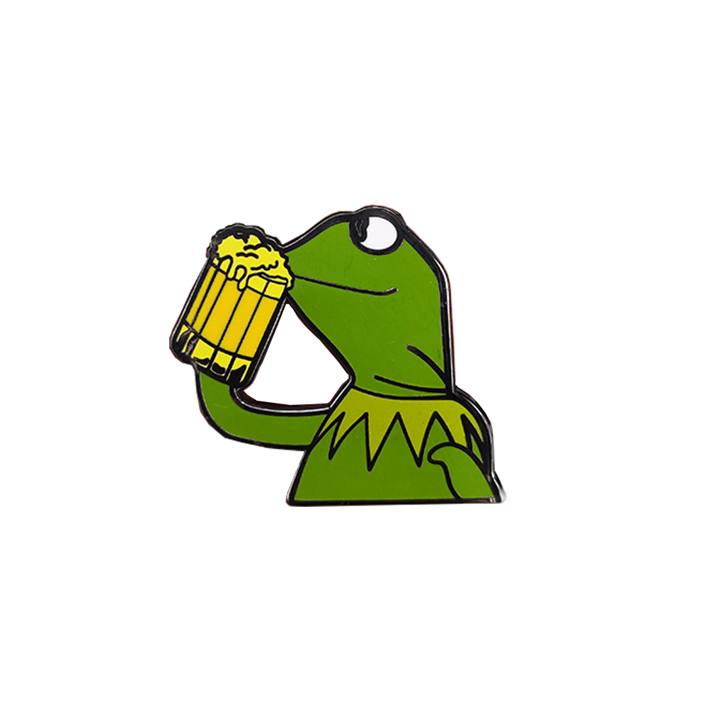 1000x1000 Kermit Meme The Frog Drinking Beer Pin Hard Enamel Badge In Pins