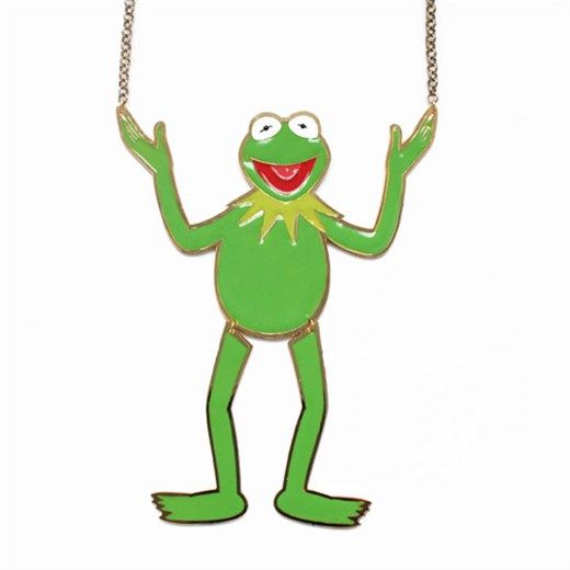 520x520 Kermit The Frog Pendant Necklace Is Solid Brass Plated In Gold
