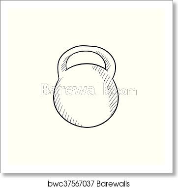 362x382 Kettlebell Sketch Icon, Art Print Barewalls Posters Prints