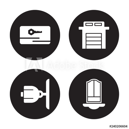 500x500 Vector Icon Set Key Card, Cctv, Garage, Windows Isolated