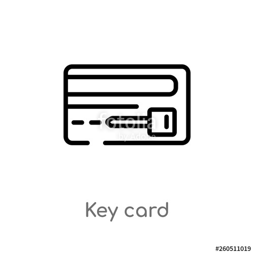 500x500 Outline Key Card Vector Icon Isolated Black Simple Line Element
