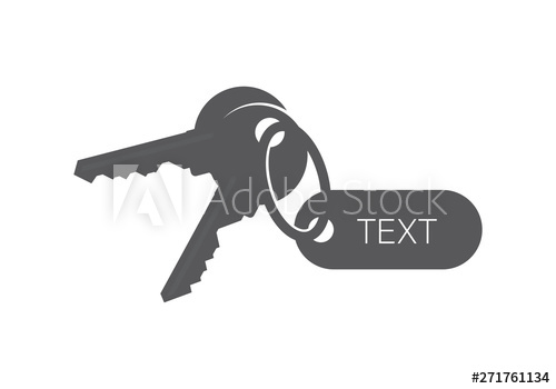 500x350 Vector Icon Keys With Keychain With Key Fob Outline Isolated