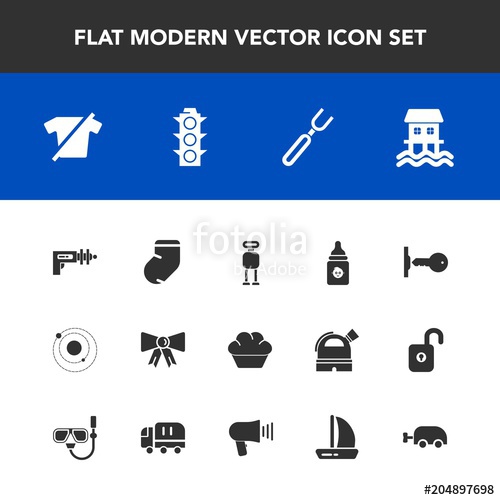 500x500 Modern, Simple Vector Icon Set With Food, Fashion, Green