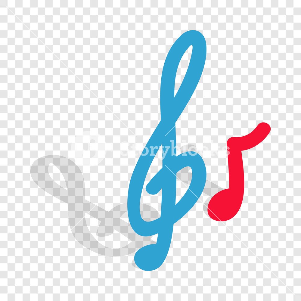 1000x1000 Music Key And Note Isometric Icon On A Transparent Background