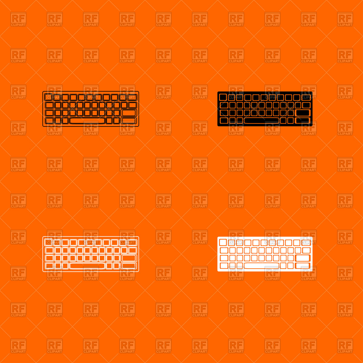 1200x1200 Keyboard Icon Set On Orange Background Vector Image Of Technology