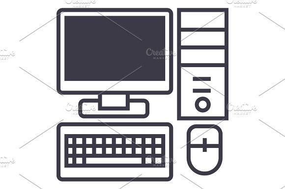 Personal Computer,monitor Keyboard Mouse System Block Vector Line 580x386 Personal Computer,monitor Keyboard Mouse System Block Vector Line