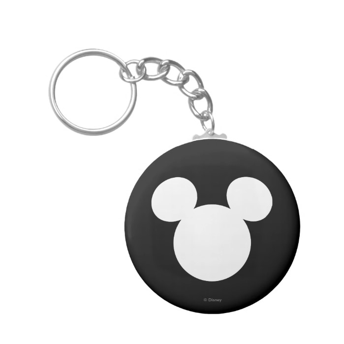 699x699 Disney Logo White Mickey Icon Keychain