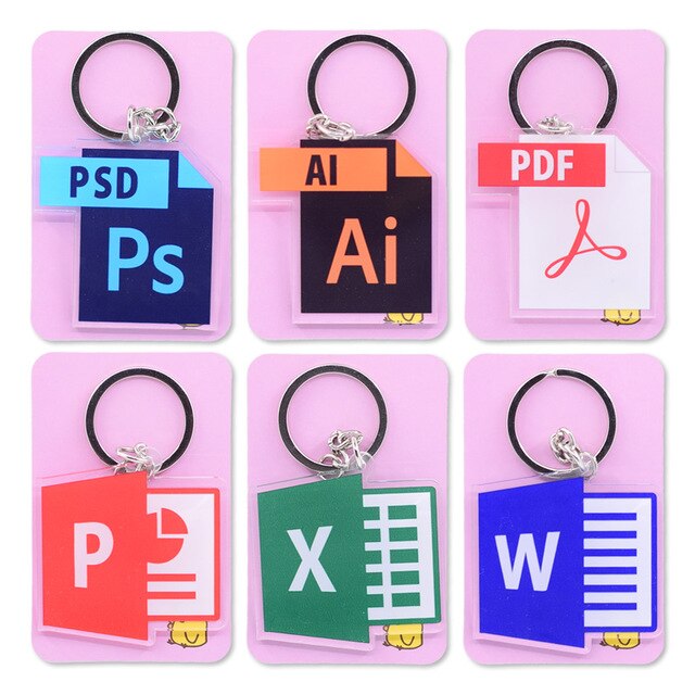 640x640 Software Icon Keychain Double Sided Cartoon Keyrings Cute Anime
