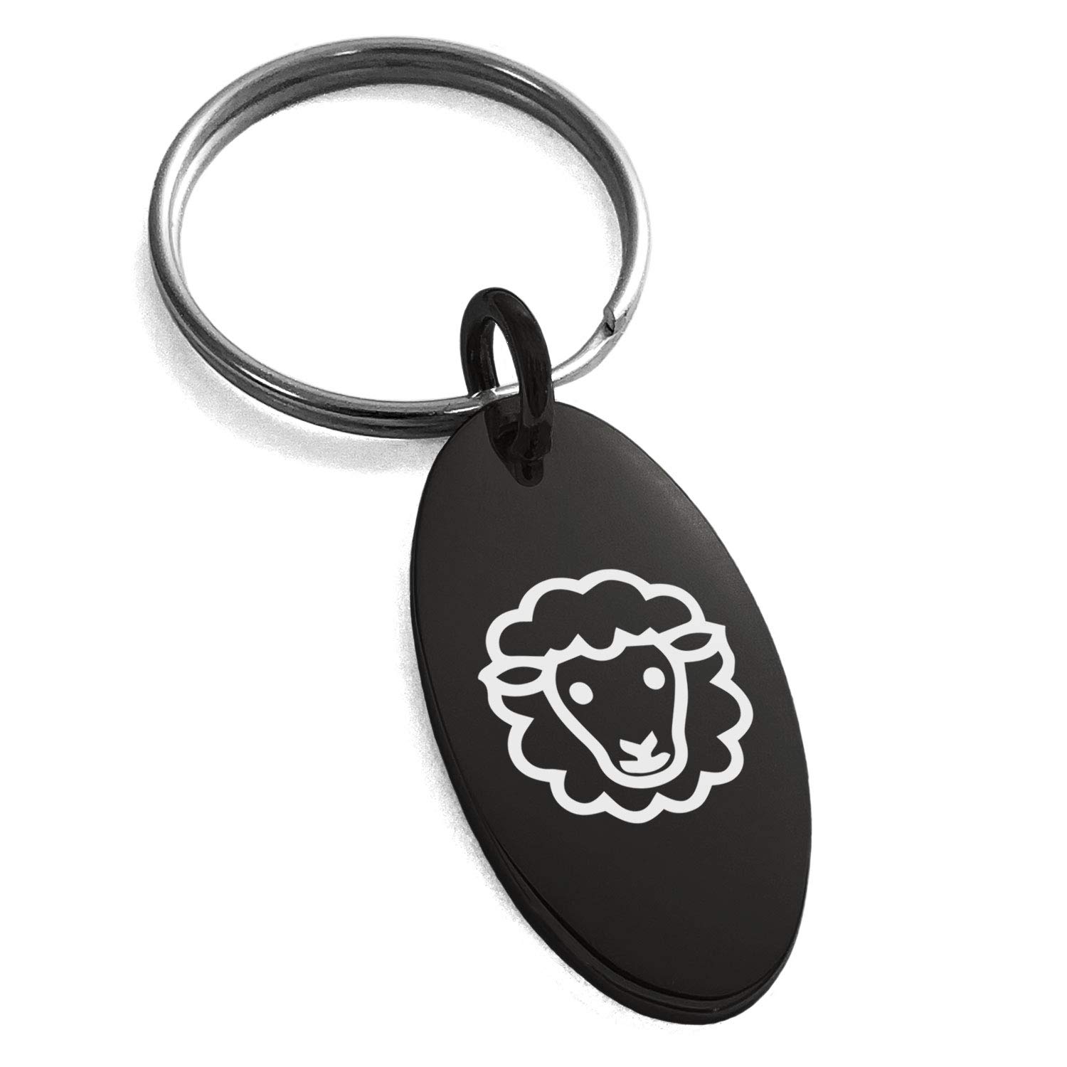 1500x1500 Tioneer Black Stainless Steel Sheep Icon Small Oval