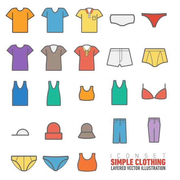 626x626 Flat Clothing Icons Collection Vector Free Download