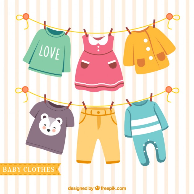 626x626 Nice Baby Clothes Hanging On A Rope Vector Free Download