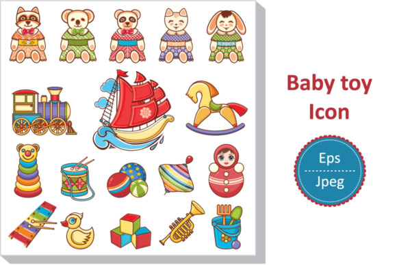 580x388 Cute Animals And Toys For Kids Icon Stickers Graphic