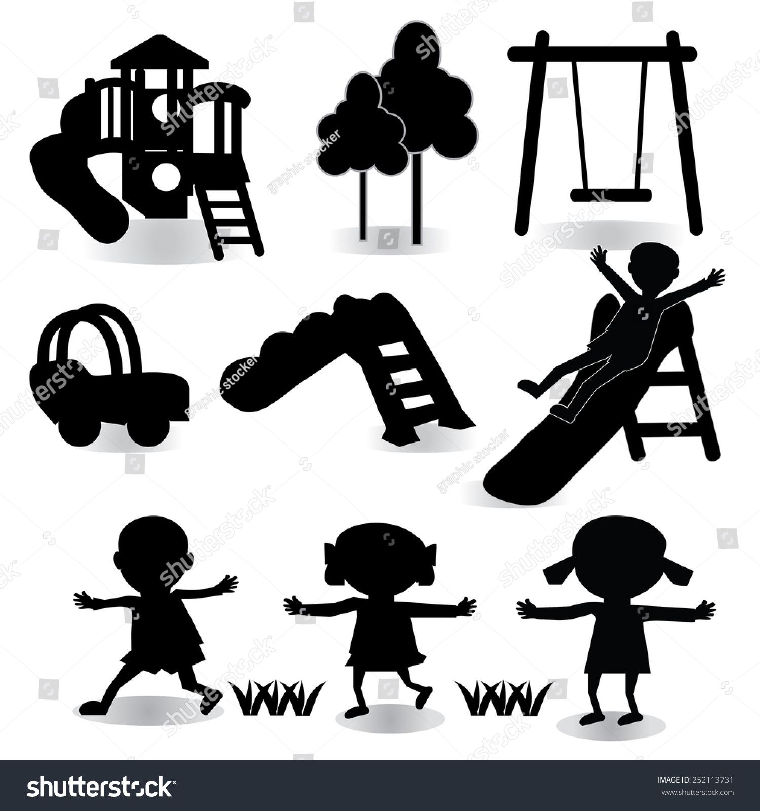 1500x1600 Children Play On Playground Pictogram Icon Set Children Playing