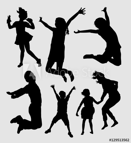 456x500 Happy Kids Playing Silhouette Good Use For Symbol, Logo, Web Icon