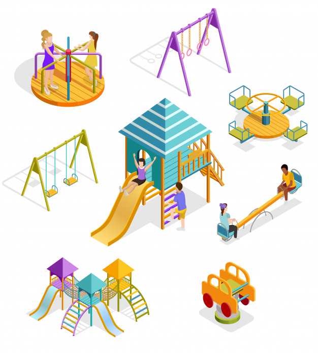626x695 Isometric Swinging Kids Icon Set Vector Free Download