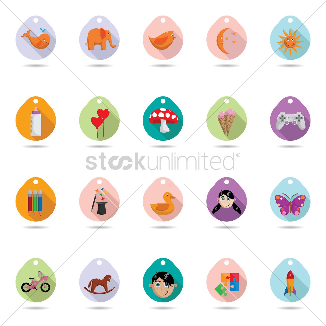 1300x1300 Kids Toys And Play Icons Vector Image