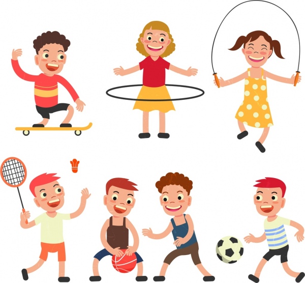 600x556 Playful Kids Icons Colored Cartoon Characters Free Vector In Adobe