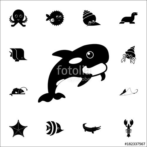 500x500 Orca, Killer Whale Icon Set Of Cute Aquatic Animal Icons Web