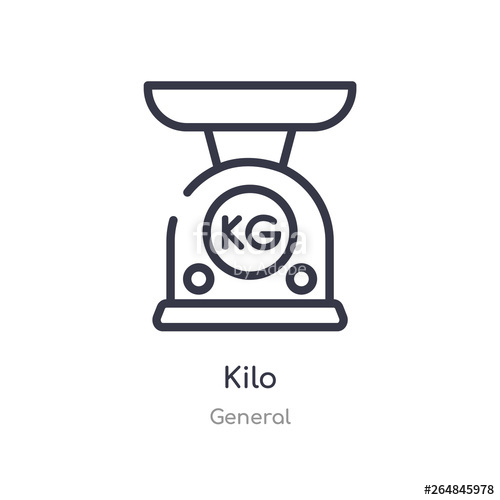 500x500 Kilo Outline Icon Isolated Line Vector Illustration From General
