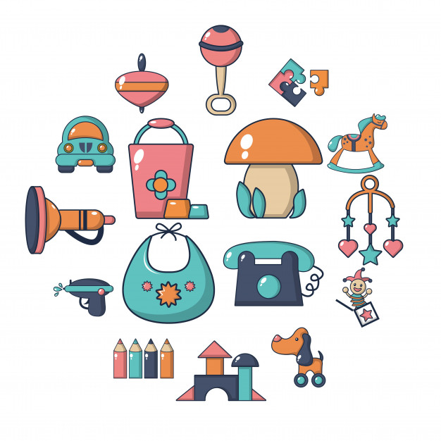 626x626 Kindergarten Icon Set, Cartoon Style Vector Premium Download
