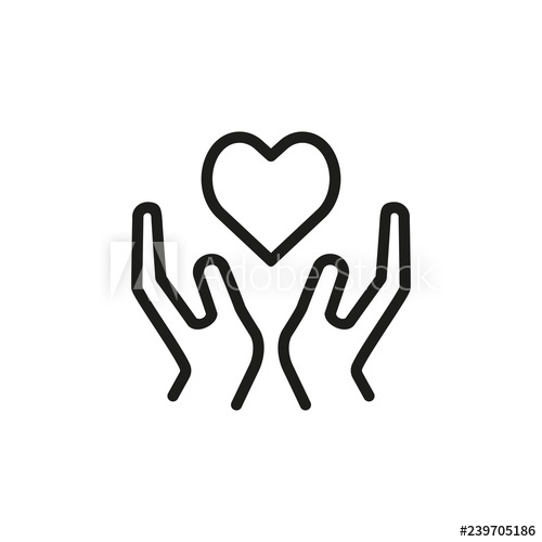 500x500 Donation Line Icon Heart, Hand, Kindness Charity Concept Can Be
