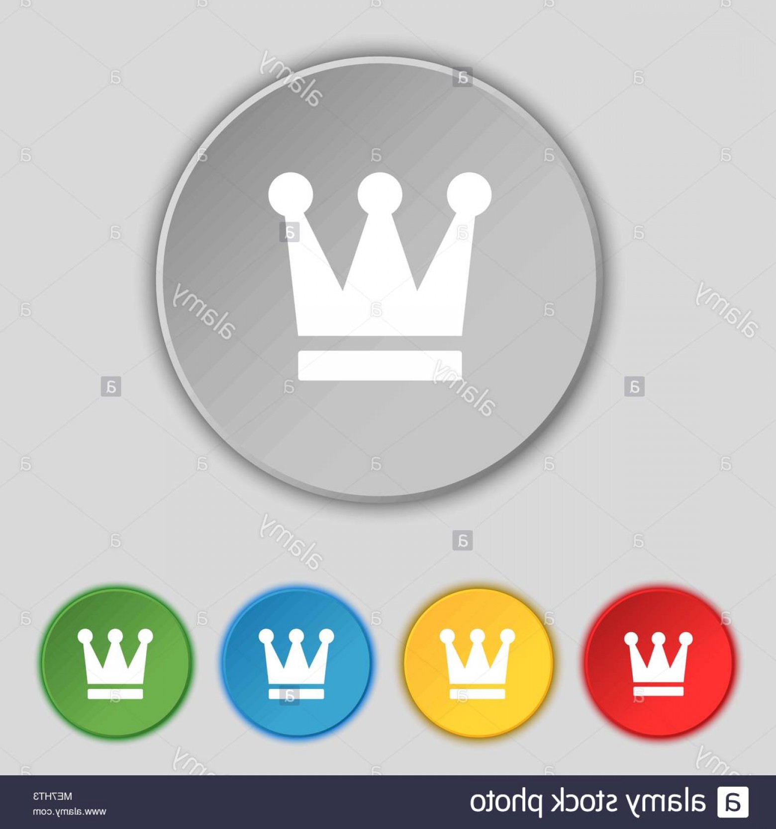 1560x1668 King Crown Icon Sign Symbol On Five Flat Buttons Vector
