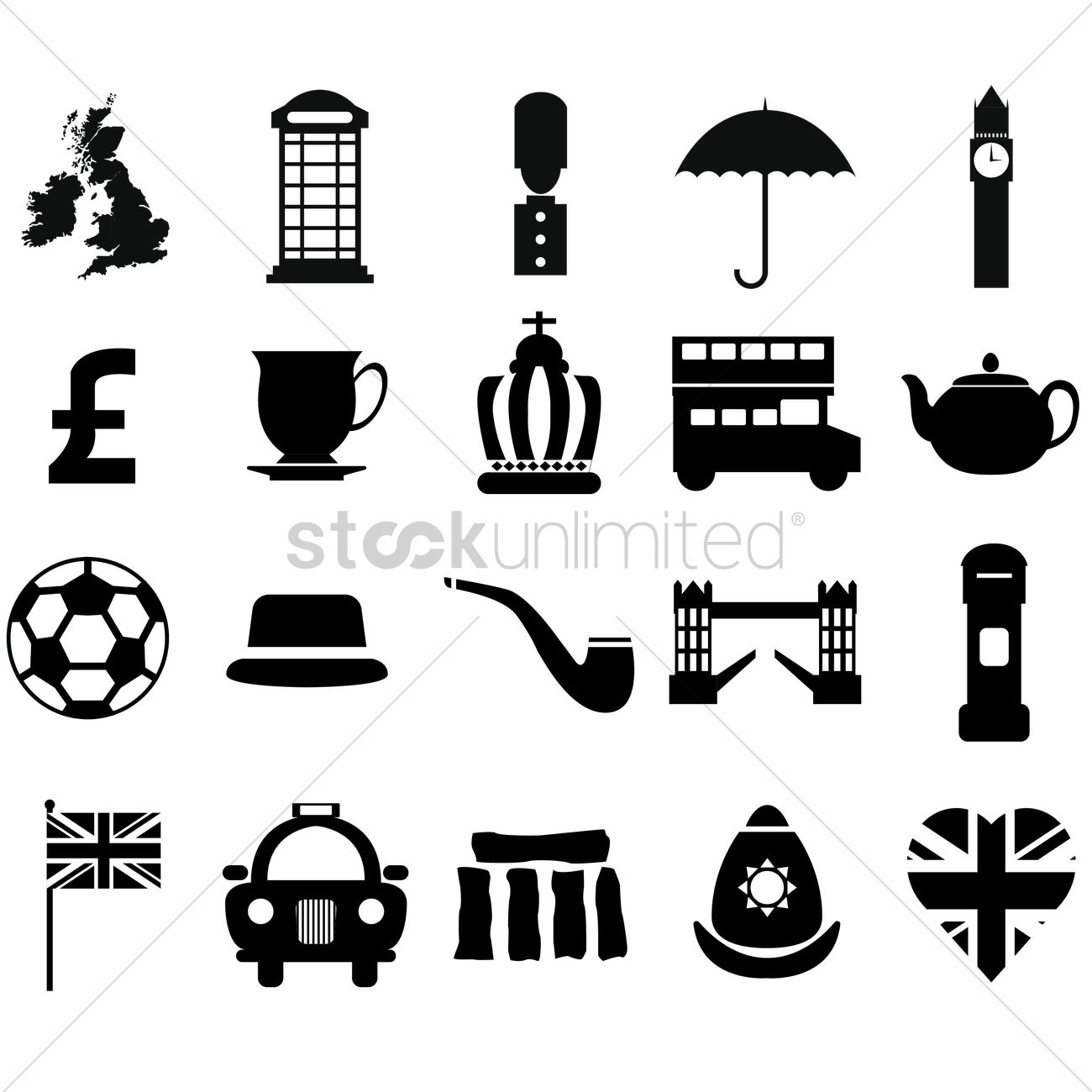 Collection Of United Kingdom Icons Vector Image 1300x1300 Collection Of United Kingdom Icons Vector Image