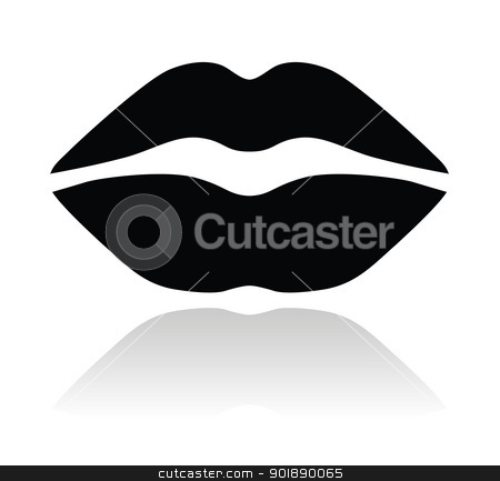 450x433 Lips Black Glossy Icon Stock Vector