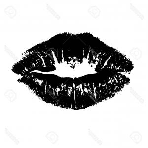 300x300 Photostock Vector Black Lips Kiss Lips Vector Lips Close Up White