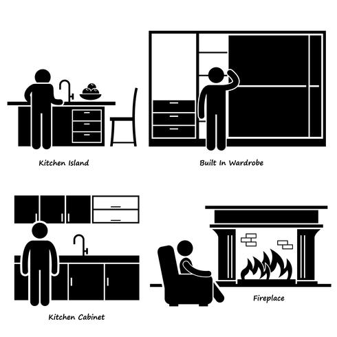 490x490 Home House Built In Furniture Stick Figure Pictogram Icon Cliparts