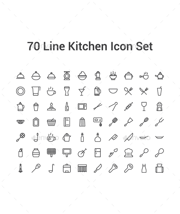 590x700 Line Kitchen Icon Set