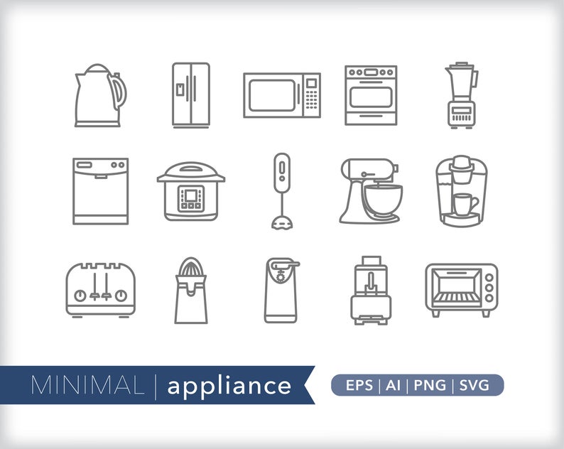 794x632 Appliance Line Icons Kitchen Icon Illutrations Png Etsy