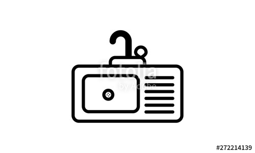 500x300 Kitchen Sink Line Stroke Icon Pictogram Symbol Illustration
