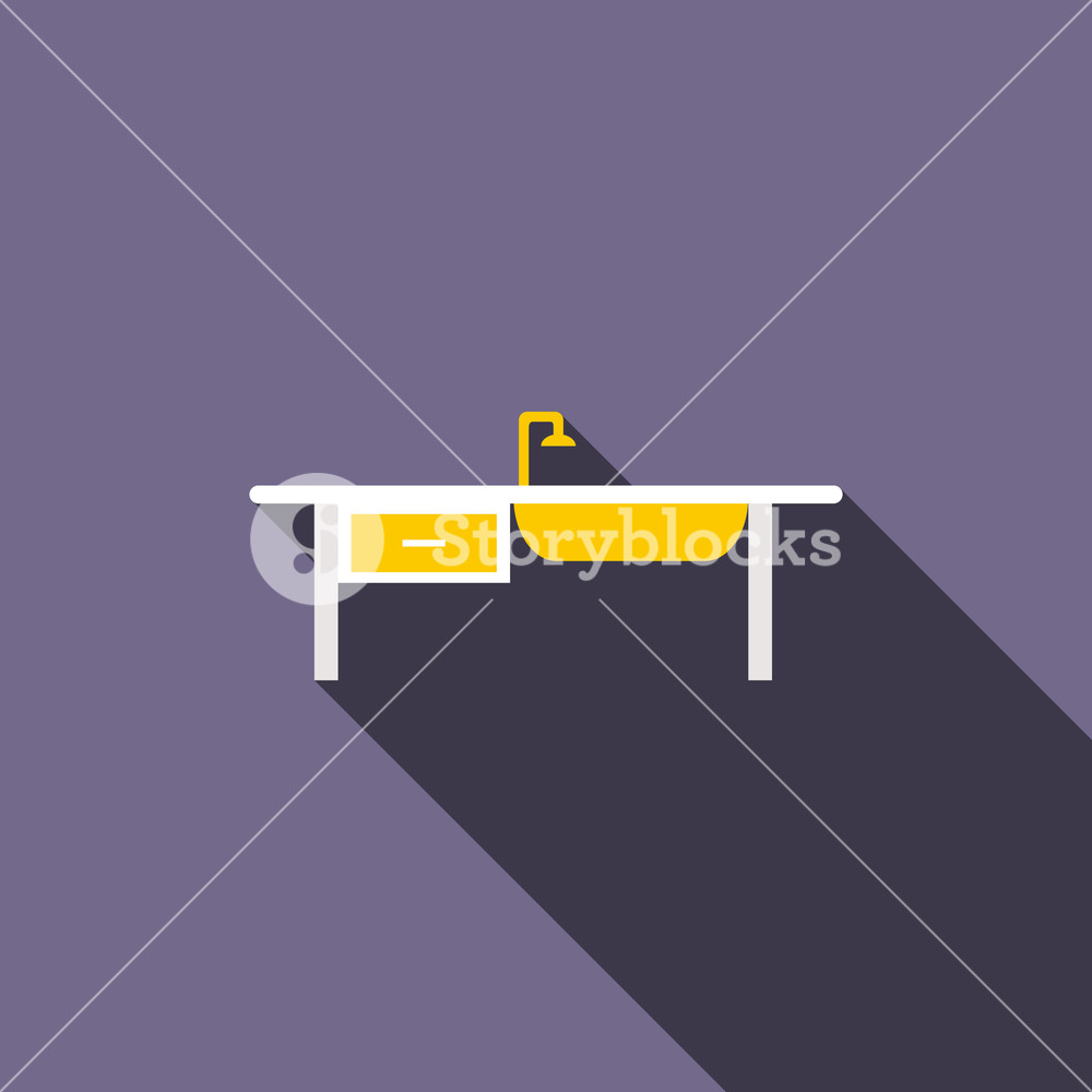 1000x1000 Kitchen Sink Icon In Flat Style With Long Shadow Washing Dishes