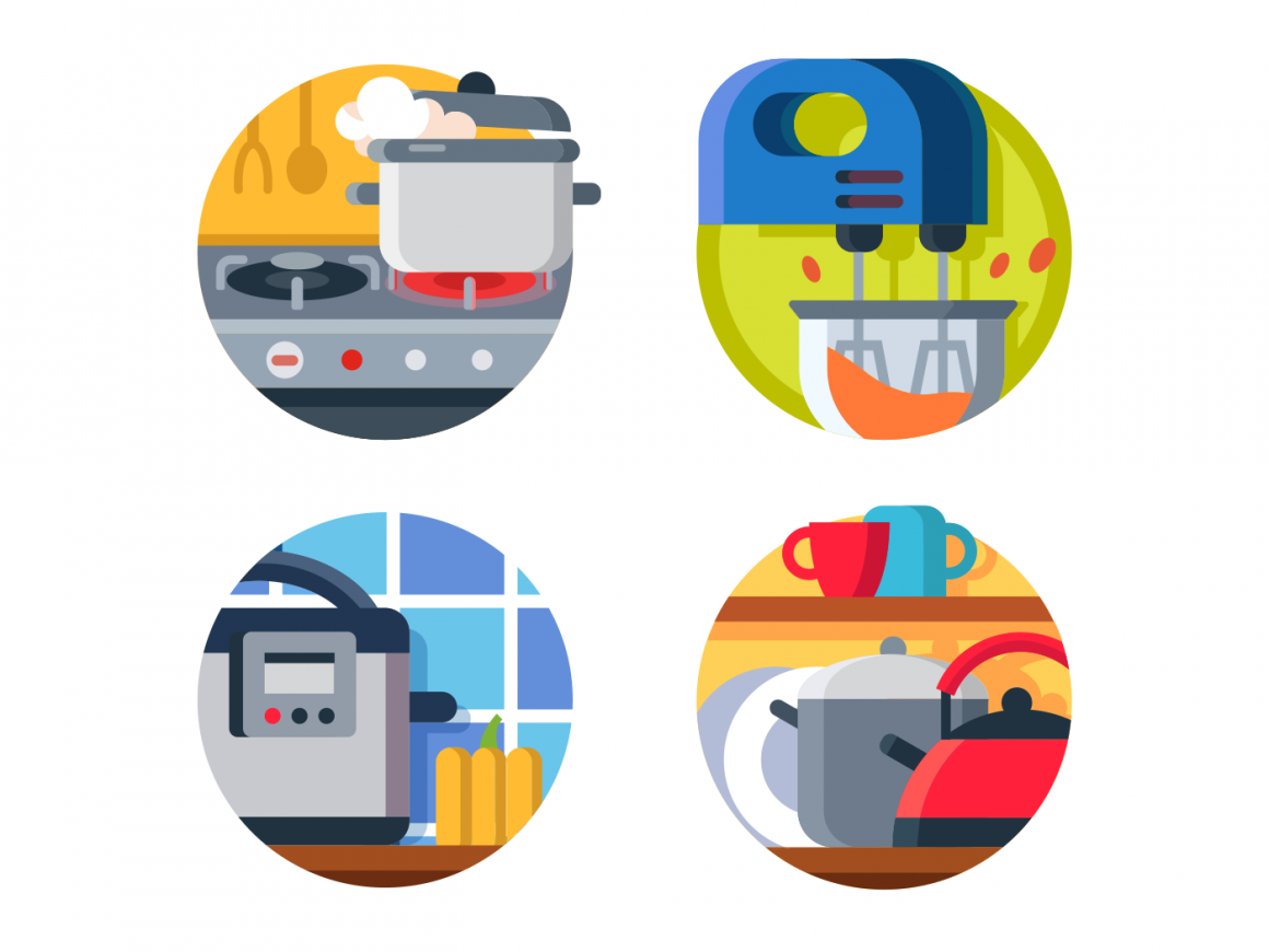 1160x870 Kitchenware Icon Stove And Kettle Icons