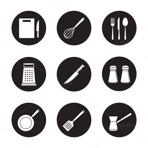 580x580 Kitchenware Icons Vector