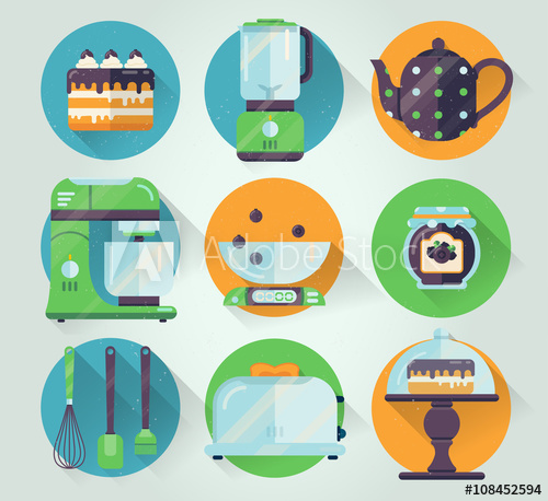 500x458 Vector Set Of Kitchenware Icon Cooking Illustration In Flat Style