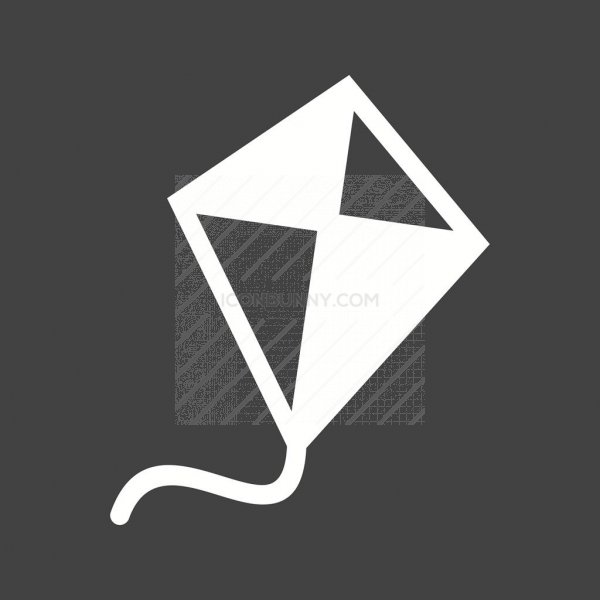 600x600 Kite Glyph Inverted Icon