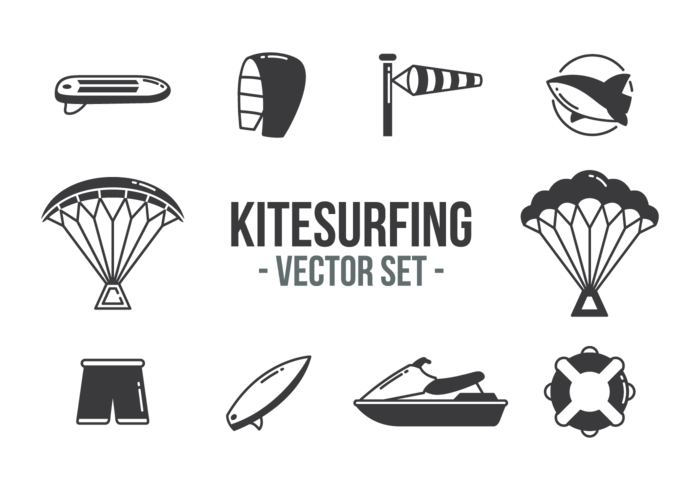700x490 Kitesurfing Icons Vector