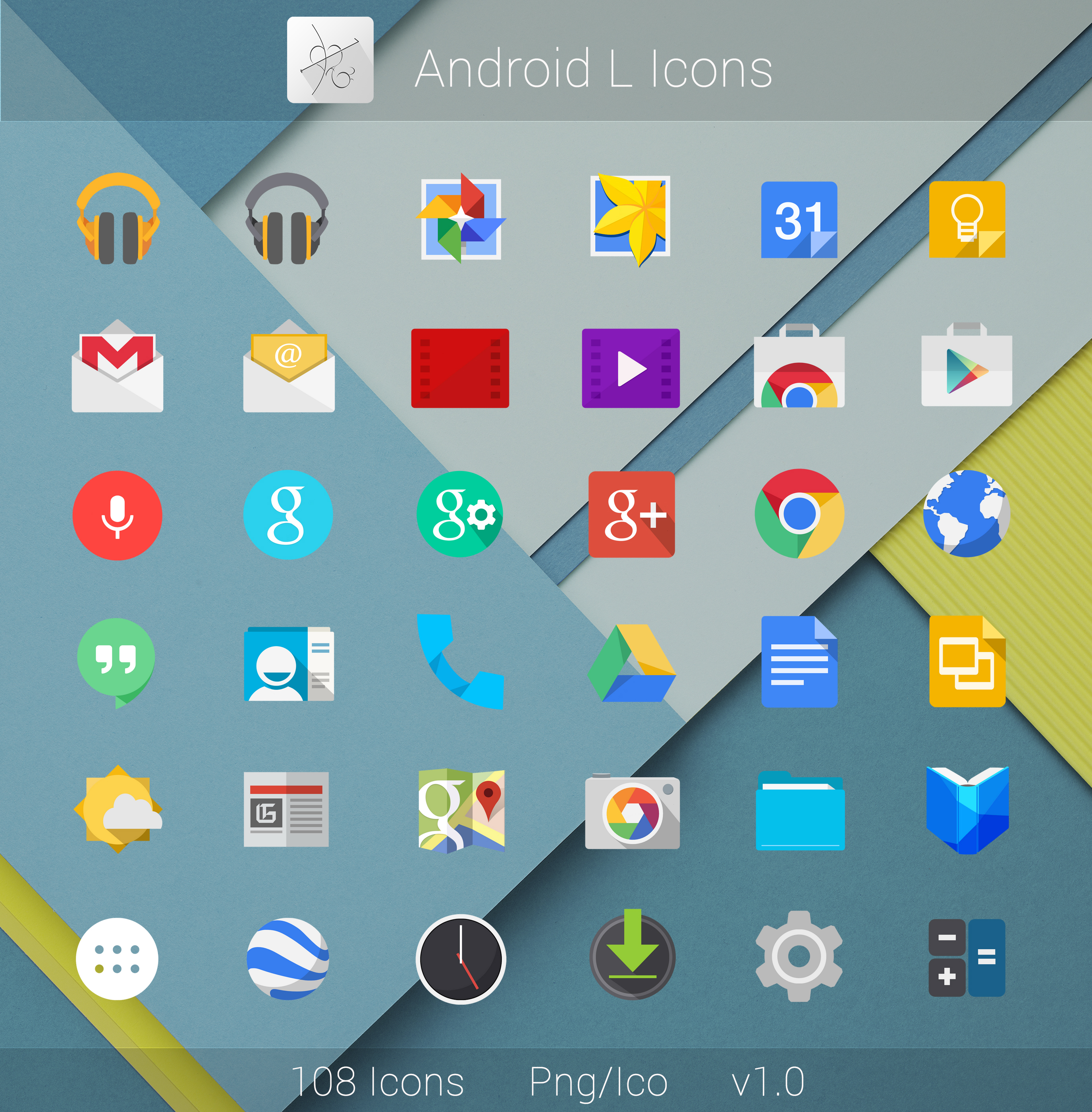 2750x2800 Android L Flat Icons