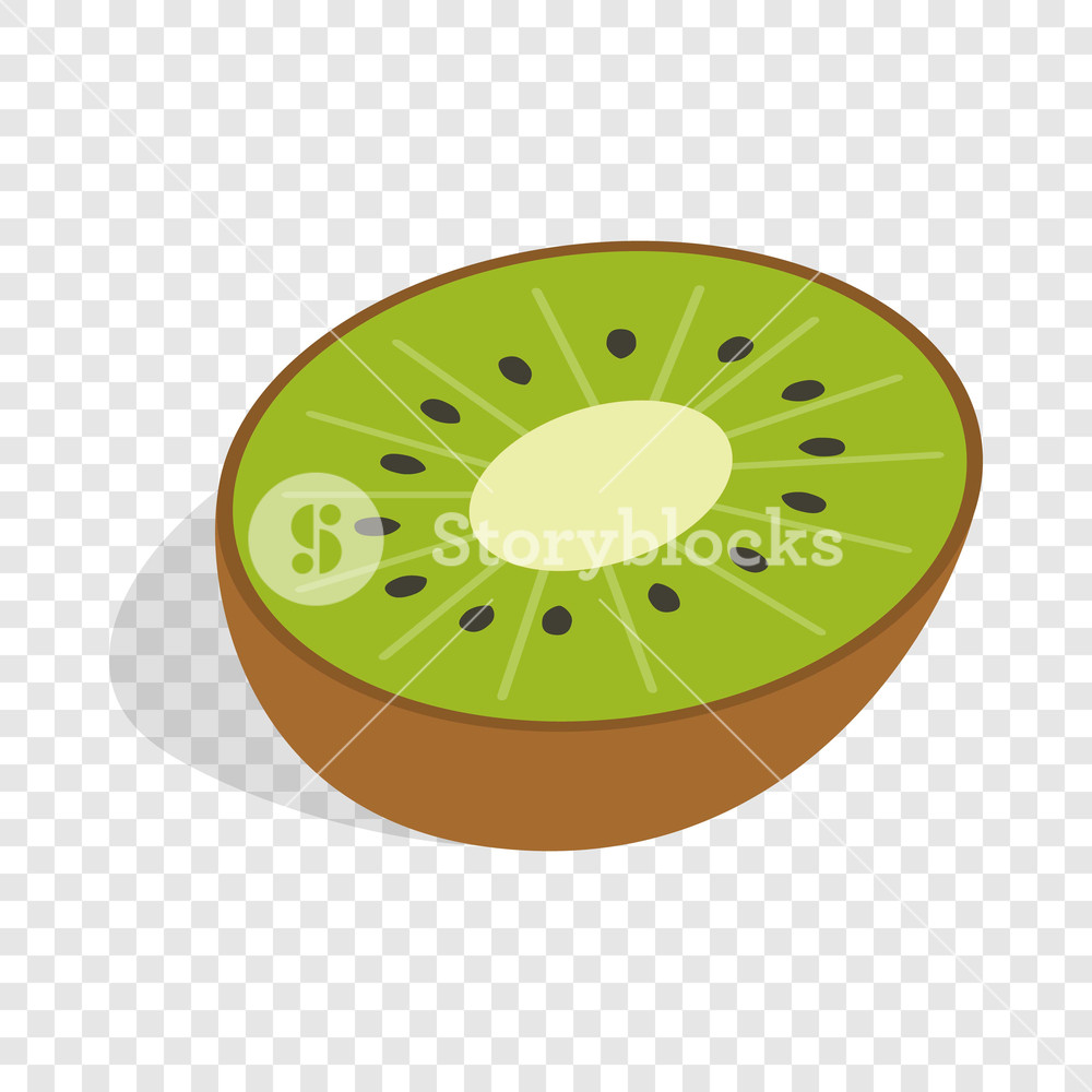 1000x1000 Half Of Kiwi Fruit Isometric Icon On A Transparent Background