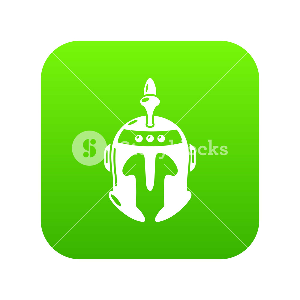 1000x1000 Knight Helmet Icon Green Vector Isolated On White Background