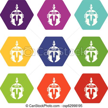 450x449 Knight Helmet Icons Set Vector Knight Helmet Icons Set