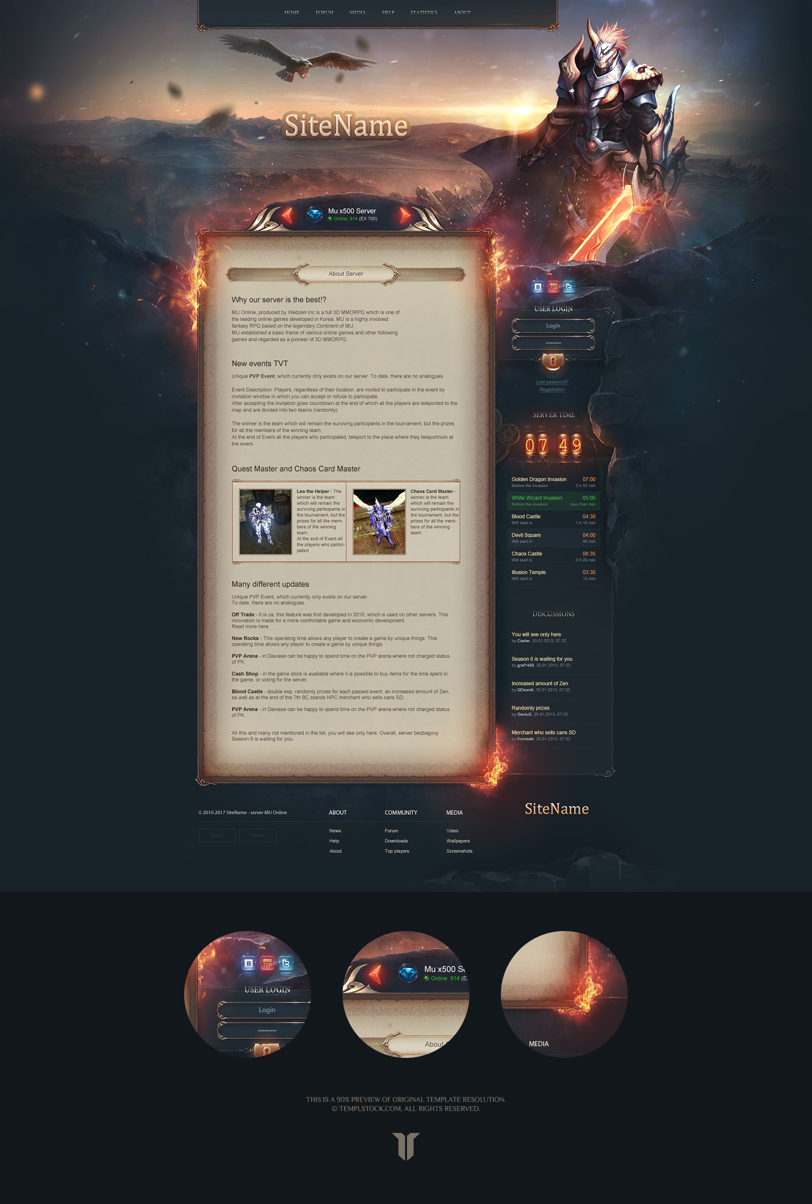1600x2373 Mu Online Desert Knight Website Template