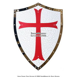300x300 Medieval Knight Templar Crusader Metal Shield Armour With Red