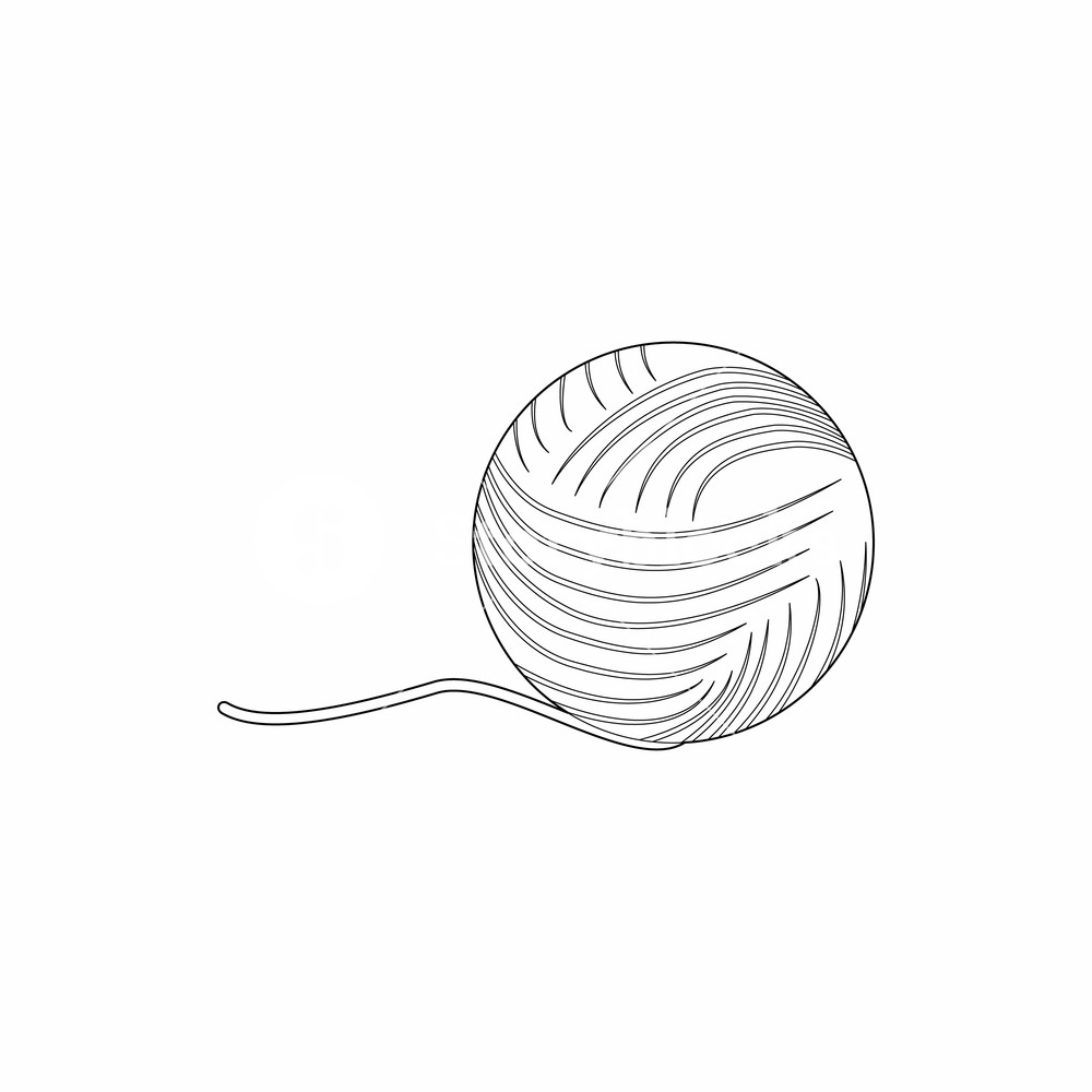 1000x1000 Ball Of Yarn Icon In Outline Style Isolated On White Background
