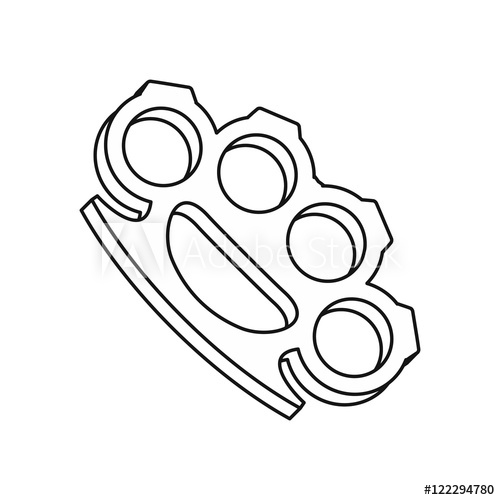 500x500 Brass Knuckles Icon In Outline Style Isolated On White Background
