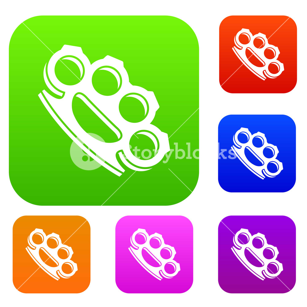 1000x1000 Brass Knuckles Set Icon In Different Colors Isolated Vector