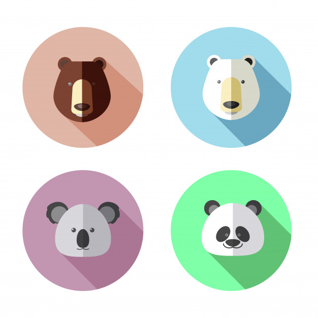 626x626 Flat Icon Of Bear Head Koala Panda Vector Premium Download