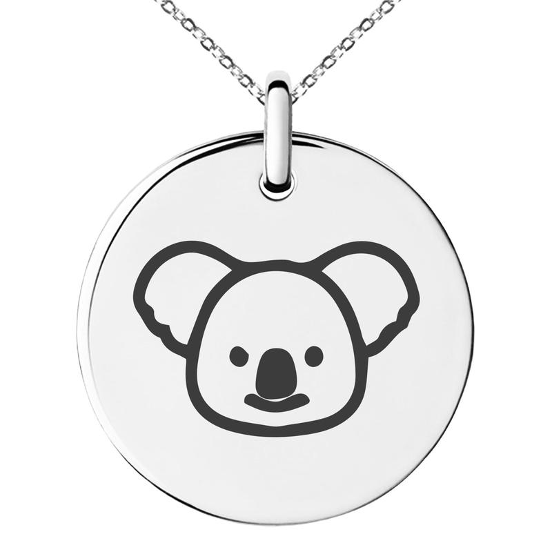 800x800 Stainless Steel Koala Icon Engraved Small Medallion Circle Charm